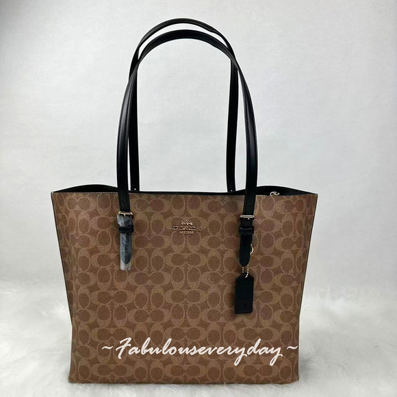 Coach Mollie Tote Bag In Signature Canvas In Tan/Gold/Black CV967 NWT - Picture 1 of 9
